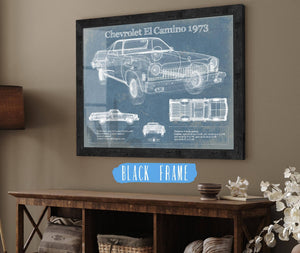Cutler West Chevrolet El Camino 1973 Vintage Blueprint Auto Print