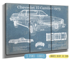 Cutler West Chevrolet El Camino 1973 Vintage Blueprint Auto Print