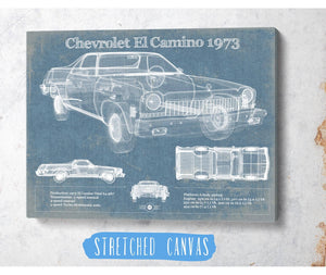 Cutler West Chevrolet El Camino 1973 Vintage Blueprint Auto Print