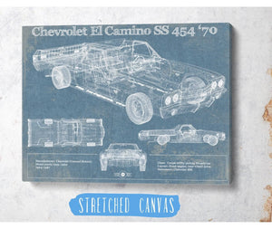 Cutler West Chevrolet El Camino SS 454 1970 Vintage Blueprint Auto Print