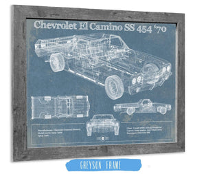 14" x 11" / Greyson Frame Cutler West Chevrolet El Camino SS 454 1970 Vintage Blueprint Auto Print
