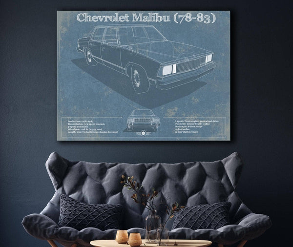 Cutler West Chevrolet Malibu 78-83 Blueprint Vintage Auto Patent Print