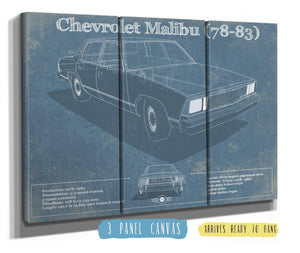 Cutler West Chevrolet Malibu 78-83 Blueprint Vintage Auto Patent Print