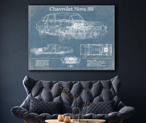 Cutler West Chevrolet Nova SS Blueprint Vintage Auto Patent Print