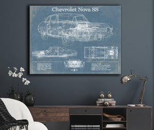 Cutler West Chevrolet Nova SS Blueprint Vintage Auto Patent Print