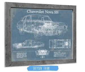 14" x 11" / Greyson Frame Cutler West Chevrolet Nova SS Blueprint Vintage Auto Patent Print
