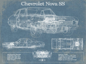 14" x 11" / Unframed Cutler West Chevrolet Nova SS Blueprint Vintage Auto Patent Print