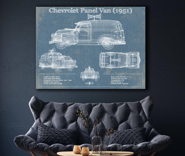 Cutler West Chevrolet Panel Van 1951 Car Blueprint Vintage Auto Print