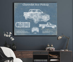 Cutler West Chevrolet S10 Pickup Vintage Blueprint Auto Print