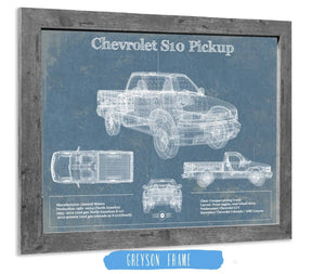 14" x 11" / Greyson Frame Cutler West Chevrolet S10 Pickup Vintage Blueprint Auto Print