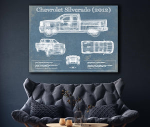 Cutler West Chevrolet Silverado 2012 Vintage Blueprint Auto Print
