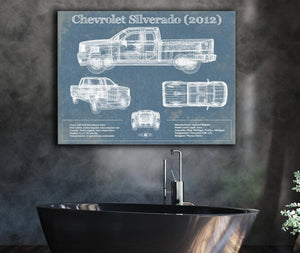Cutler West Chevrolet Silverado 2012 Vintage Blueprint Auto Print