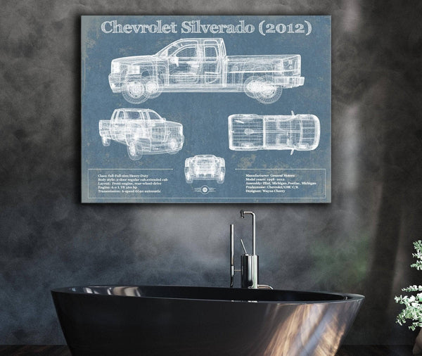 Cutler West Chevrolet Silverado 2012 Vintage Blueprint Auto Print