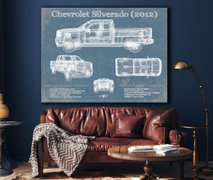Cutler West Chevrolet Silverado 2012 Vintage Blueprint Auto Print
