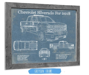 Cutler West Chevrolet Silverado 2018 Blueprint Vintage Truck Patent Print
