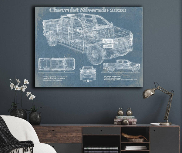 Cutler West Chevrolet Silverado 2020 Blueprint Vintage Auto Patent Print