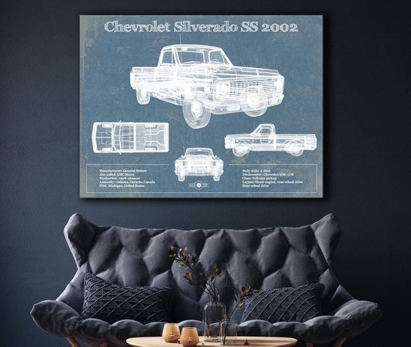 Cutler West Chevrolet Silverado SS 2002 Blueprint Vintage Auto Patent Print