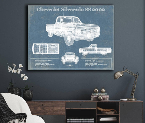 Cutler West Chevrolet Silverado SS 2002 Blueprint Vintage Auto Patent Print