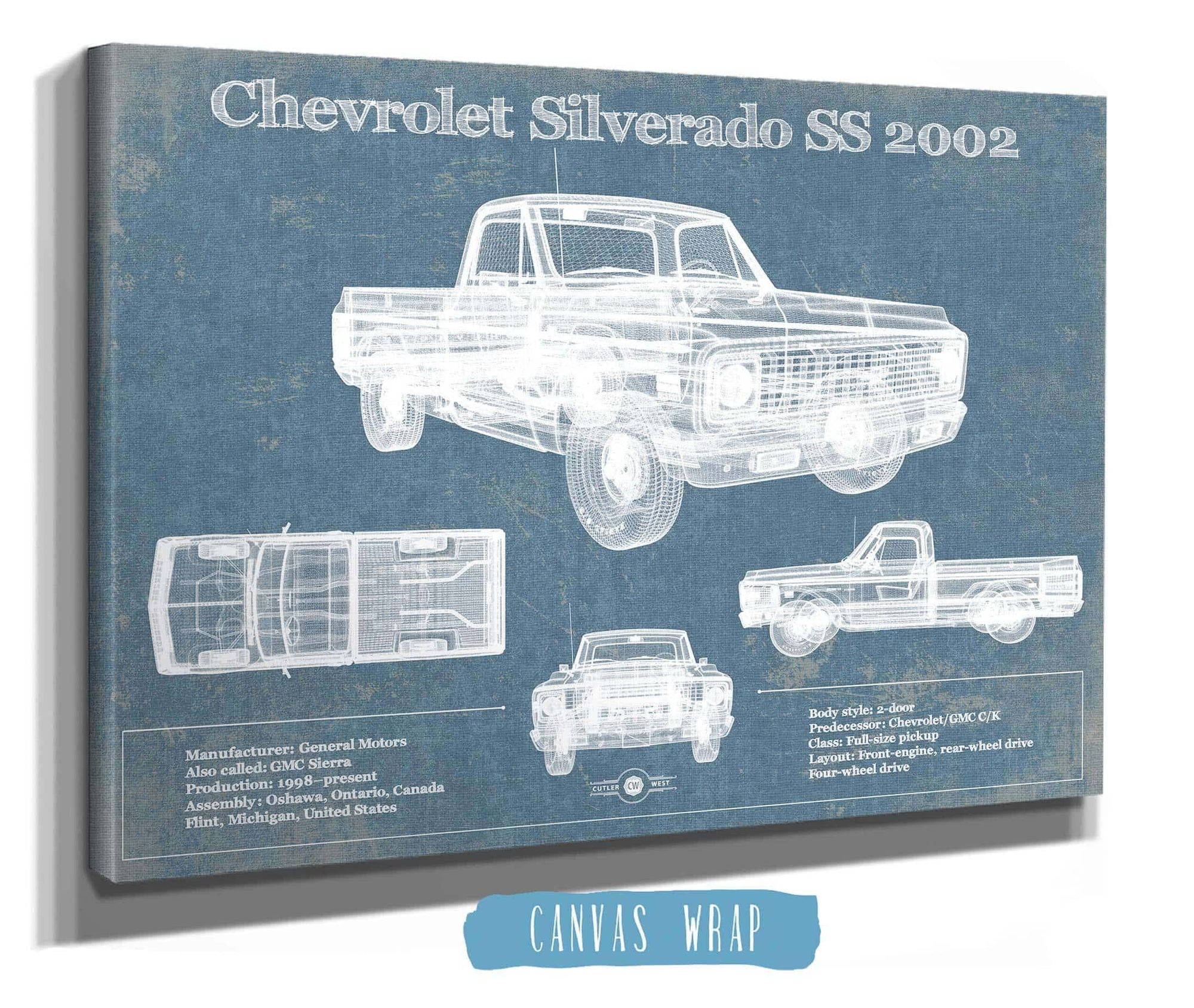 Cutler West Chevrolet Collection Chevrolet Silverado SS 2002 Blueprint Vintage Auto Patent Print