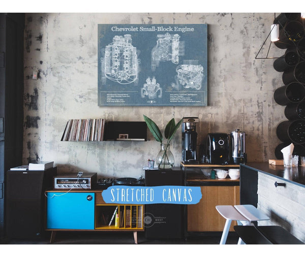 Cutler West Chevrolet Small-Block Engine Vintage Blueprint Auto Engine Patent Print