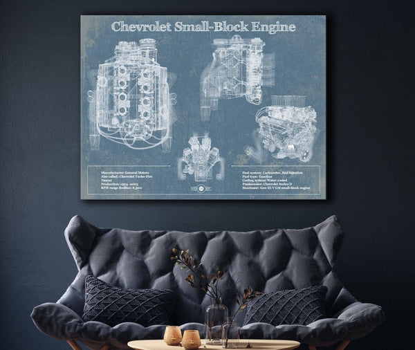 Cutler West Chevrolet Small-Block Engine Vintage Blueprint Auto Engine Patent Print
