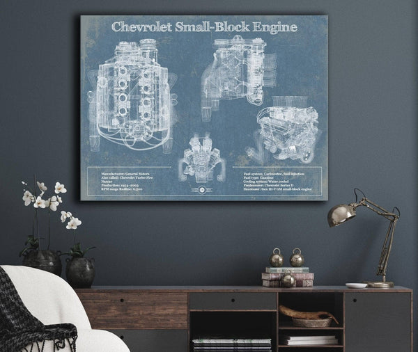Cutler West Chevrolet Small-Block Engine Vintage Blueprint Auto Engine Patent Print
