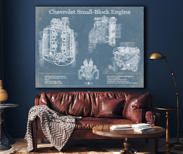 Cutler West Chevrolet Small-Block Engine Vintage Blueprint Auto Engine Patent Print