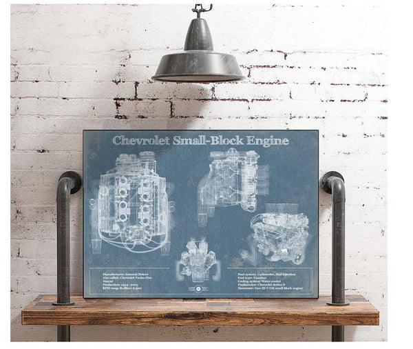 Cutler West Chevrolet Small-Block Engine Vintage Blueprint Auto Engine Patent Print