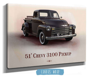 Cutler West Chevy 3100 Pickup 1951 - Blueprint Vintage Auto Print