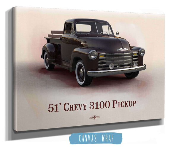 Cutler West Chevy 3100 Pickup 1951 - Blueprint Vintage Auto Print
