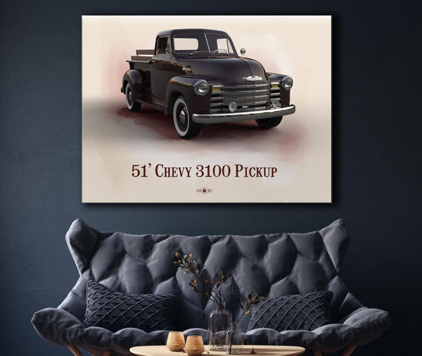 Cutler West Chevy 3100 Pickup 1951 - Blueprint Vintage Auto Print