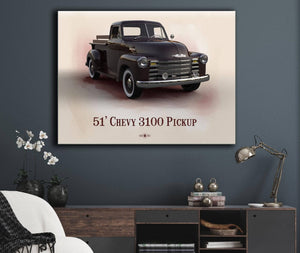 Cutler West Chevy 3100 Pickup 1951 - Blueprint Vintage Auto Print