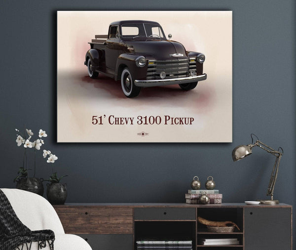 Cutler West Chevy 3100 Pickup 1951 - Blueprint Vintage Auto Print