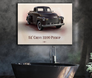 Cutler West Chevy 3100 Pickup 1951 - Blueprint Vintage Auto Print