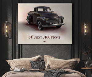 Cutler West Chevy 3100 Pickup 1951 - Blueprint Vintage Auto Print