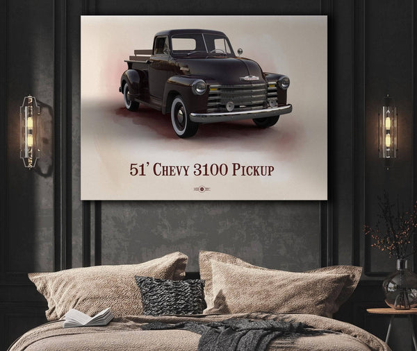 Cutler West Chevy 3100 Pickup 1951 - Blueprint Vintage Auto Print