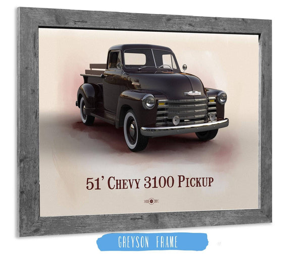 Cutler West Chevy 3100 Pickup 1951 - Blueprint Vintage Auto Print