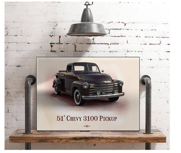 Cutler West Chevy 3100 Pickup 1951 - Blueprint Vintage Auto Print