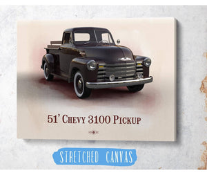 Cutler West Chevy 3100 Pickup 1951 - Blueprint Vintage Auto Print