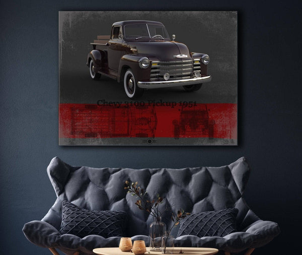 Cutler West Chevy 3100 Pickup 1951 Blueprint Vintage Auto Print