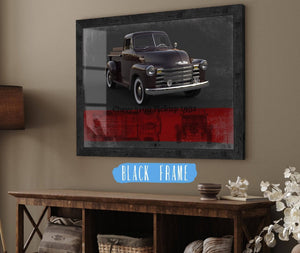 20" x 16" / Black Frame Cutler West Chevy 3100 Pickup 1951 Blueprint Vintage Auto Print
