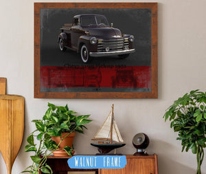 20" x 16" / Walnut Frame Cutler West Chevy 3100 Pickup 1951 Blueprint Vintage Auto Print