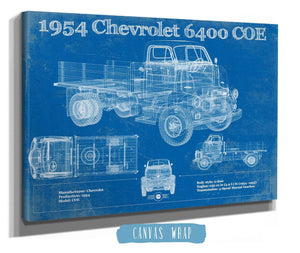 Cutler West Chevy 6400 COE  1954 Flat Bed Truck Vintage Blueprint Art