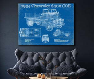Cutler West Chevy 6400 COE  1954 Flat Bed Truck Vintage Blueprint Art