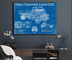 Cutler West Chevy 6400 COE  1954 Flat Bed Truck Vintage Blueprint Art