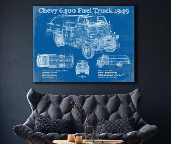 Cutler West Chevy 6400 Fuel Truck 1949 Vintage Blueprint Auto Print