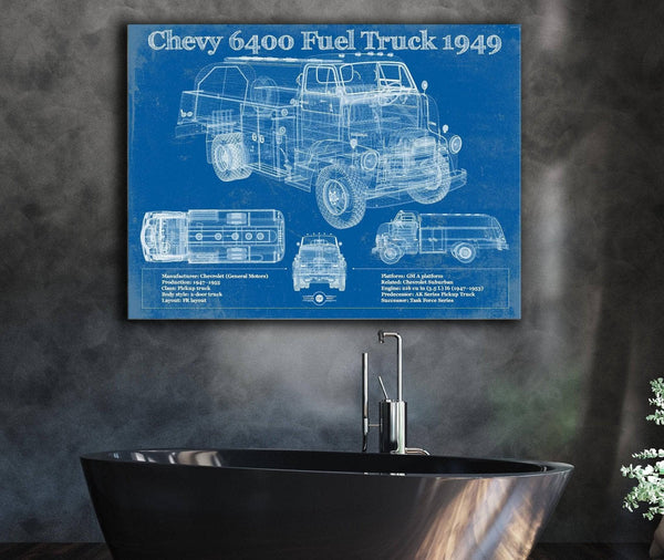 Cutler West Chevy 6400 Fuel Truck 1949 Vintage Blueprint Auto Print