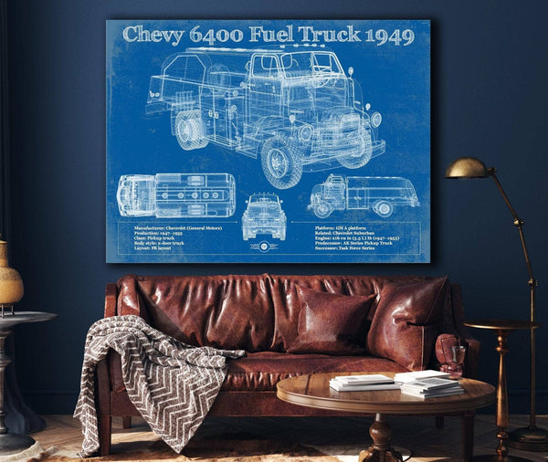 Cutler West Chevy 6400 Fuel Truck 1949 Vintage Blueprint Auto Print