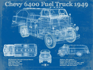 14" x 11" / Unframed Cutler West Chevy 6400 Fuel Truck 1949 Vintage Blueprint Auto Print