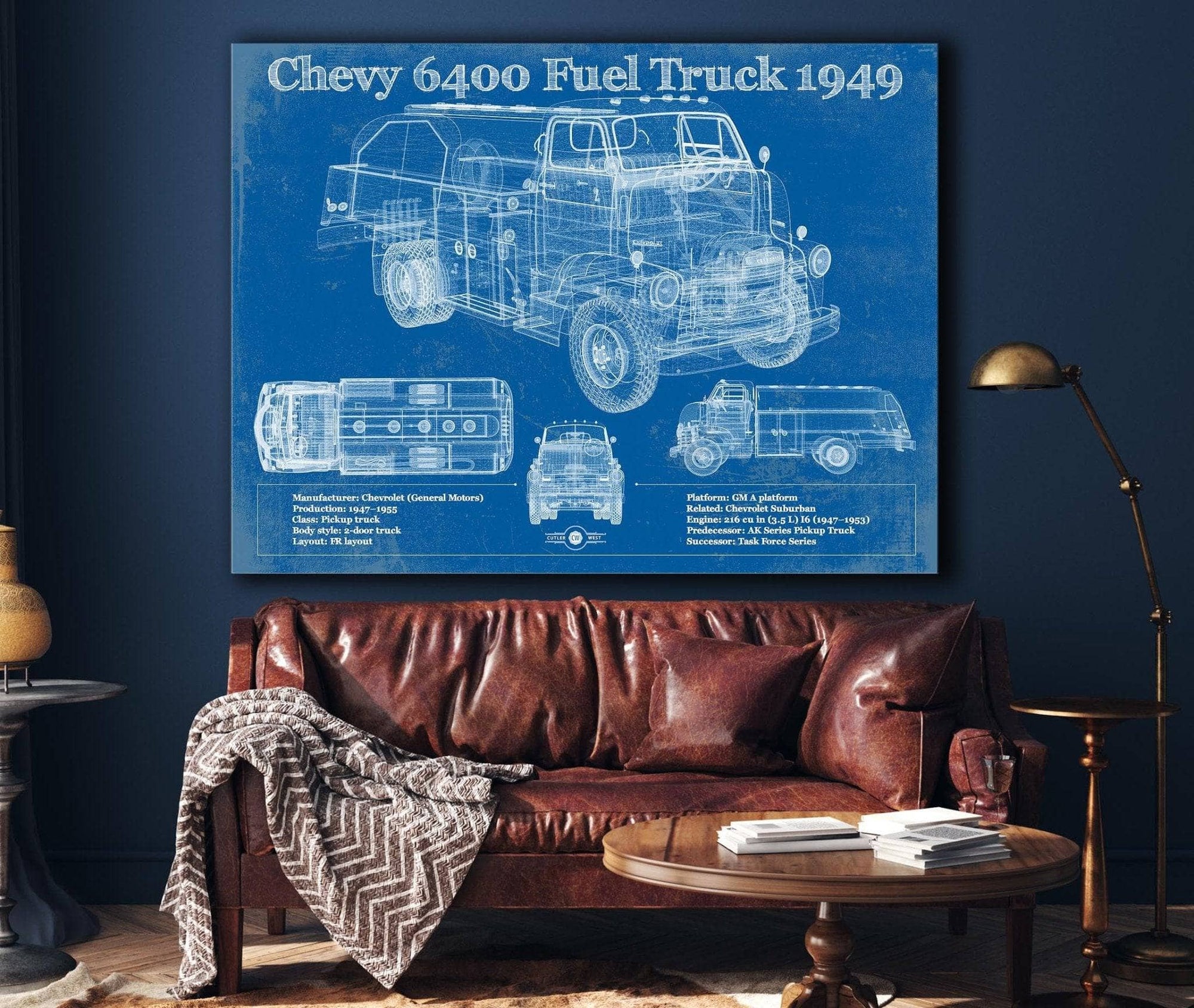 Cutler West Chevrolet Collection Chevy 6400 Fuel Truck 1949 Vintage Blueprint Auto Print